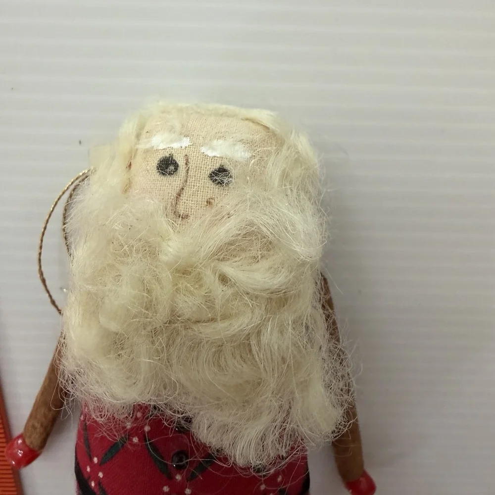 Vintage Handmade Cinnamon Stick Santa Christmas Tree Ornament Primitive Folk Art